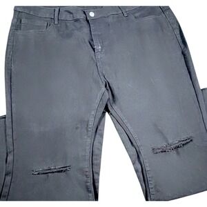 Black Flare Jeans Distressed Knee Raw Hem Stretch Denim Size 22 Bell Bottom